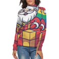 thumbnail image 1 of Santa Claus With Gift Women's Turtleneck Sweater Long Sleeve Ribbed Fitted Turtle Neck Casual Fall Winter Collection Top 2XL, 1 of 4