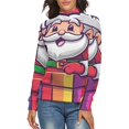 thumbnail image 1 of Santa Claus With Gift Women's Turtleneck Sweater Long Sleeve Ribbed Fitted Turtle Neck Casual Fall Winter Collection Top 2XL, 1 of 4