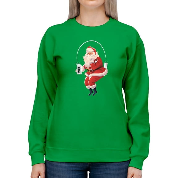 Santa Claus With Milk Women Sweatshirt, Female Small