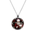 thumbnail image 1 of Santa Claus Women's Circular Glass Design Pendant Necklace, 1 of 5