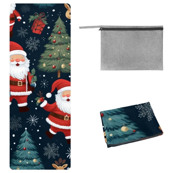 Santa Claus Yoga Towel with Storage Bag, 72.8"x26.8" - Suitable for Yoga, Pilates, Fitness, etc. - Yoga Towel, Yoga Towels, Yoga Mat Towel