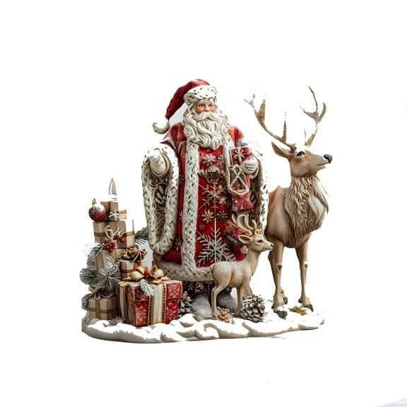 Santa Claus and Reindeer Acrylic Tabletop Display Christmas Decoration