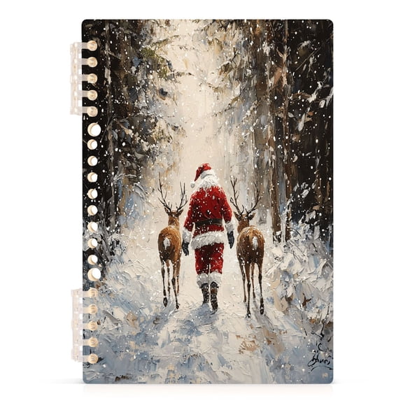 Santa Claus and Reindeer Notebooks 1-subject Journal 60 Sheets A5 College Ruled Paper Detachable Ring 8.3"x5.7"