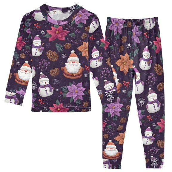 Santa Claus and Snowman Cotton Pajamas 2 Piece Set Sleepwear Soft and Comfortable Homewear Nightwear
