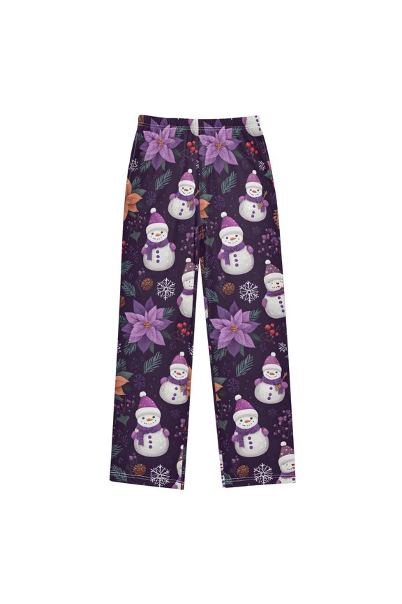 Santa Claus and Snowman Pajama Pants Soft Lightweight Lounge Pants Bottoms Sleep Pants Warm Comfy
