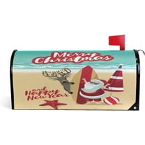 Santa Claus at The Beach Christmas Magnetic Mailbox Cover Oversized for Garden Yard Outdoor Decorations-20.8" x 25.5"