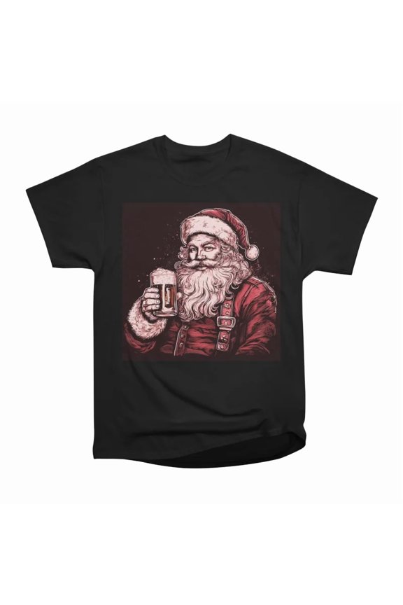 Santa Claus drinking a Beer T-Shirt Tee Gift For Him Merch For Her Apparel For Friend