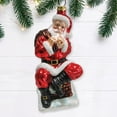 thumbnail image 1 of Santa Claus on Chimney Glass Christmas Ornament, 1 of 5