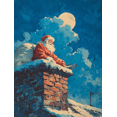 thumbnail image 1 of Santa Claus on Snowy Chimney Canvas Art, Full Moon Christmas Night Painting, Holiday Wall Decor, 1 of 8