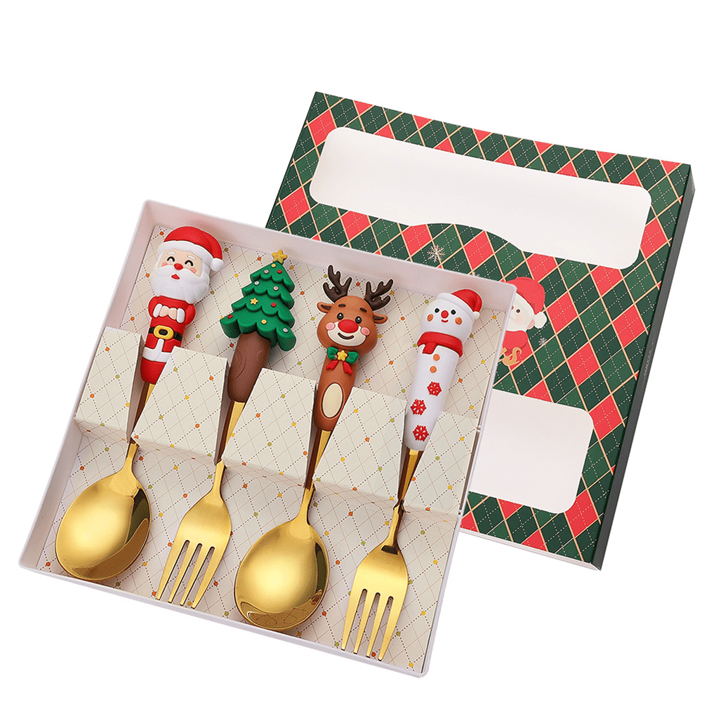 Santa Spoon A Santa Claus spoon and fork set with a creative Christmas tree ...