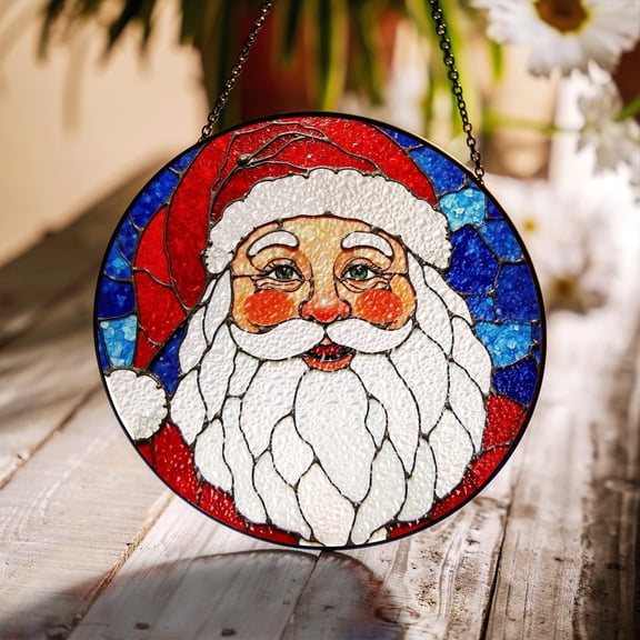 Santa Claus stained glass suncatcher Christmas gift colorful window art for holiday home decor 1849151898 9690
