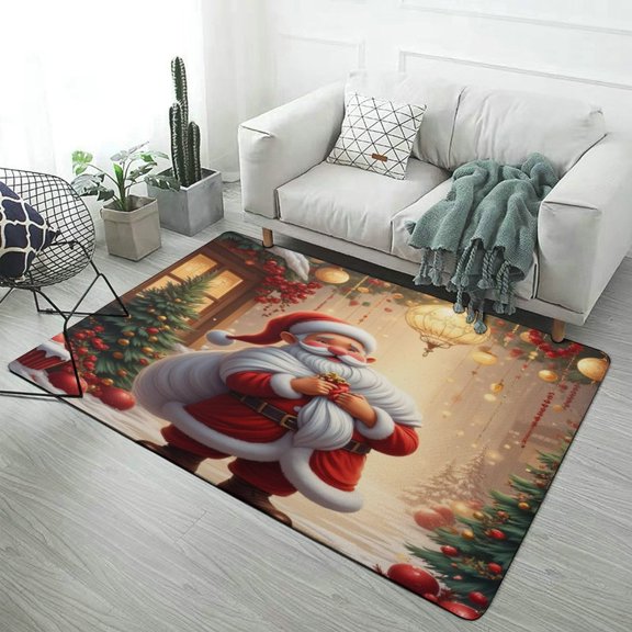 Santa Claus with Gifts Carpet Style Living Room Bedroom Rug Soft Carpet Modern 3d Entry Door Mats Household 47x71inch