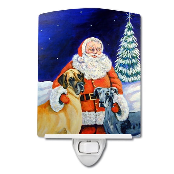Santa Claus with Great Dane Ceramic Night Light