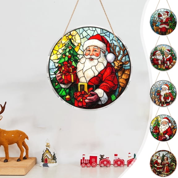 Santa Claus with Present Ornament, Christmas Decoration, Holiday Present Idea, Double Sided 7.87" Keepsake, Round Resin, Bauble Present