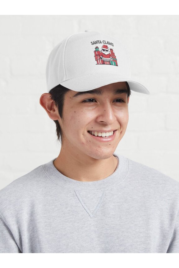 Santa Claws Cat Lover Baseball Cap, Christmas Feline Wordplay Graphic Design, Classic Hat