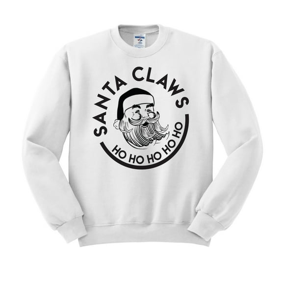 Santa Claws Christmas Sweatshirt 2X-Large White