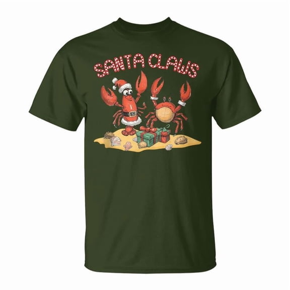 Santa Claws Lobster Crab Christmas Beach Holiday Pun Fun TShirt