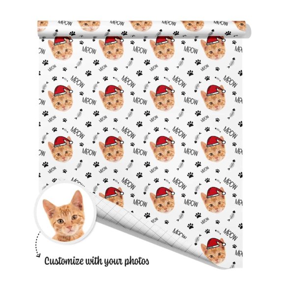 Santa Claws Meow Custom Wrapping Paper, Wrapping Paper Gift Wrap, 30x36 Inches