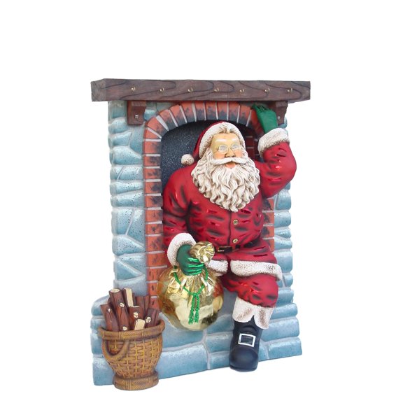 Santa Climbing Chimney Life Size Statue