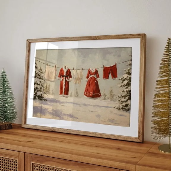 Santa Clothesline Christmas Print Poster Size 24''x36''-Gategoo