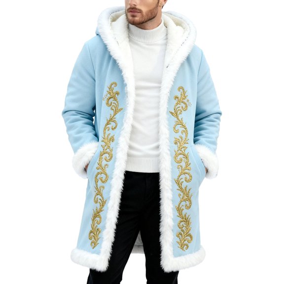 Santa Coat Men Casual Christmas Cardigan Unisex Open Front Hoodies No Zip Cozy Winter Printed Edge Warm Comfortable Outerwear