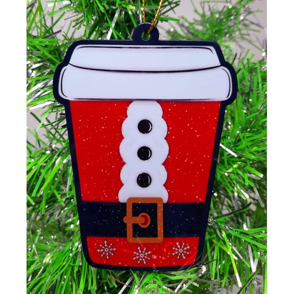 Santa Coffee Cup Christmas Ornament