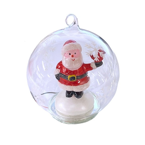Santa Color Changing Led Glass Globe Rainbow Colors Christmas Ornament