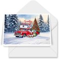 thumbnail image 1 of Santa is Coming Belgian Malinois Merry Christmas Xmas Noel Truck Tree 7x5in Folded Greeting Card Sheepdog Dog Lover Gifts Single Note Card with Envelope - 02023, 1 of 5