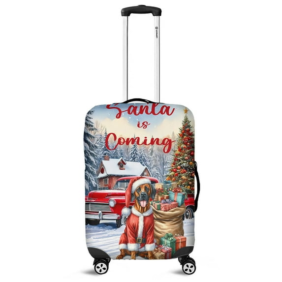 Santa is Coming Rhodesian Ridgeback Merry Christmas Xmas Noel Truck Tree Travel Luggage Cover Ridgebacks Dog Lover Gifts Suitcase Dust Protective Decor - 02023