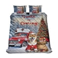 thumbnail image 1 of Santa is Coming Shiba Inu Merry Christmas Xmas Noel Truck Tree Quilt Bedding Set Shibas Dog Lovers Gifts Idea 1 Blanket Bed Cover 2 Pillowcases - 02023, 1 of 5