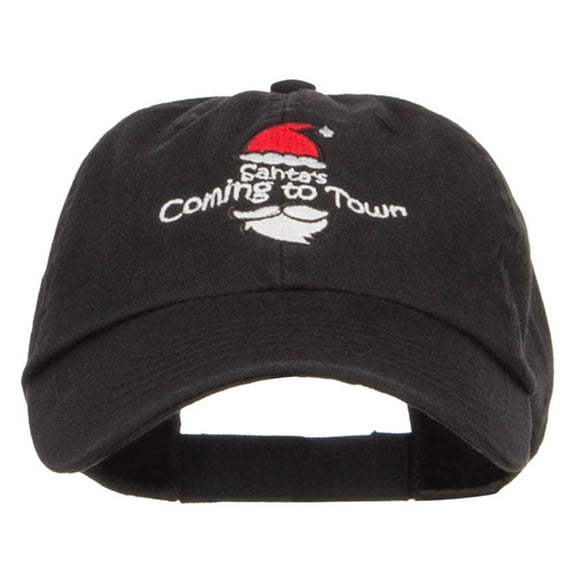 Santa Coming Town Embroidered Low Cap - Black OSFM