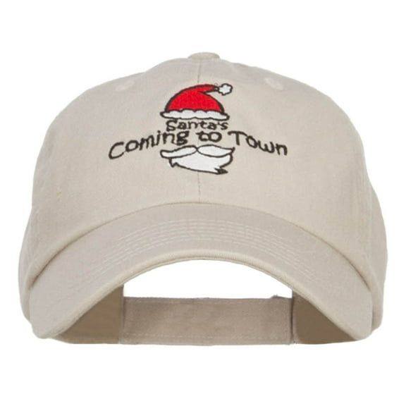 Santa Coming Town Embroidered Low Cap - Stone OSFM