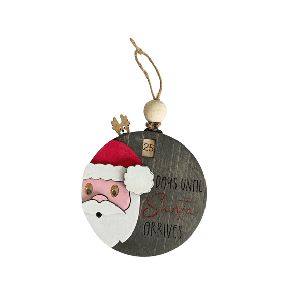 Santa Countdown Christmas Ornament, 4x4 Inches, Days Until Santa Arrives Ornament