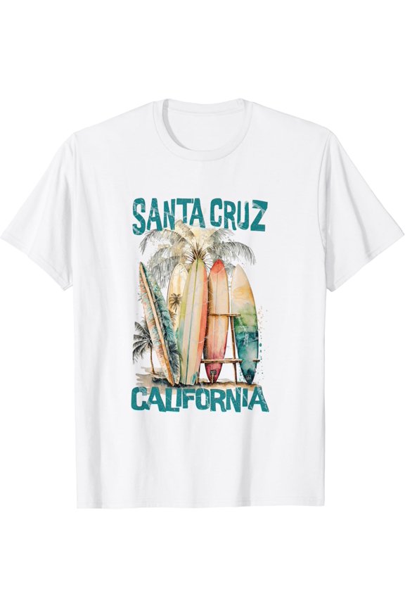 Santa Cruz Beach California Surfing Surf Ocean Usa T-Shirt