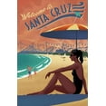 thumbnail image 1 of Santa Cruz, California, Beach Scene, Lithograph (16x24 Giclee Gallery Art Print, Vivid Textured Wall Decor), 1 of 3