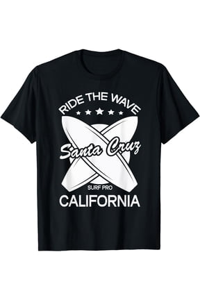 Santa Cruz California Ride The Wave Surfer Surfing Summer T-Shirt