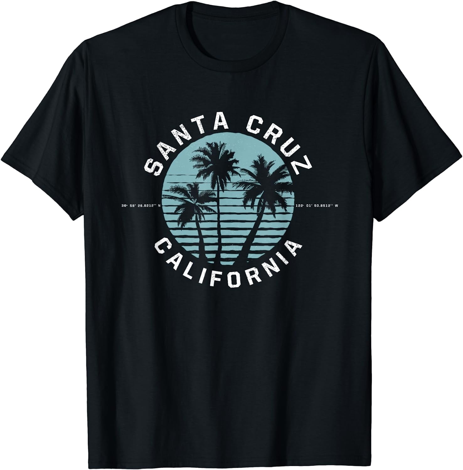 Santa Cruz California Sunset 70s 80s Surfer Summer Sun T-Shirt 