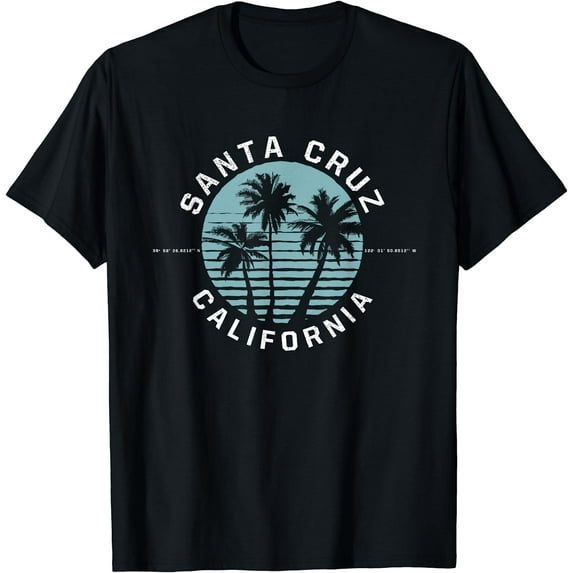 Santa Cruz California Sunset 70s 80s Surfer Summer Sun T-Shirt
