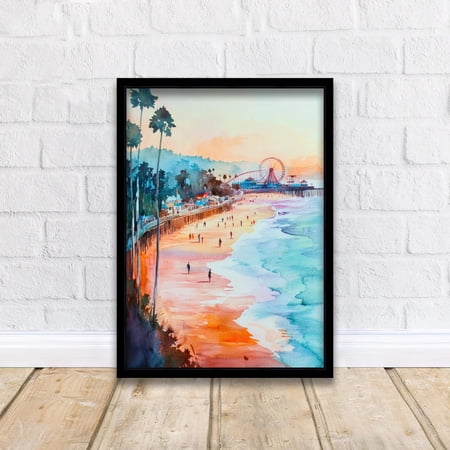 Santa Cruz California Usa Wall Art Coastal City Landscape Print Gift For American Travel Lovers And Fans