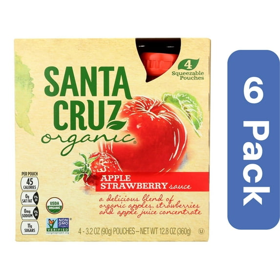 Santa Cruz Organic Applesauce Pouch Strawberry 4-Pack 12.8 oz (Pack Of 6)