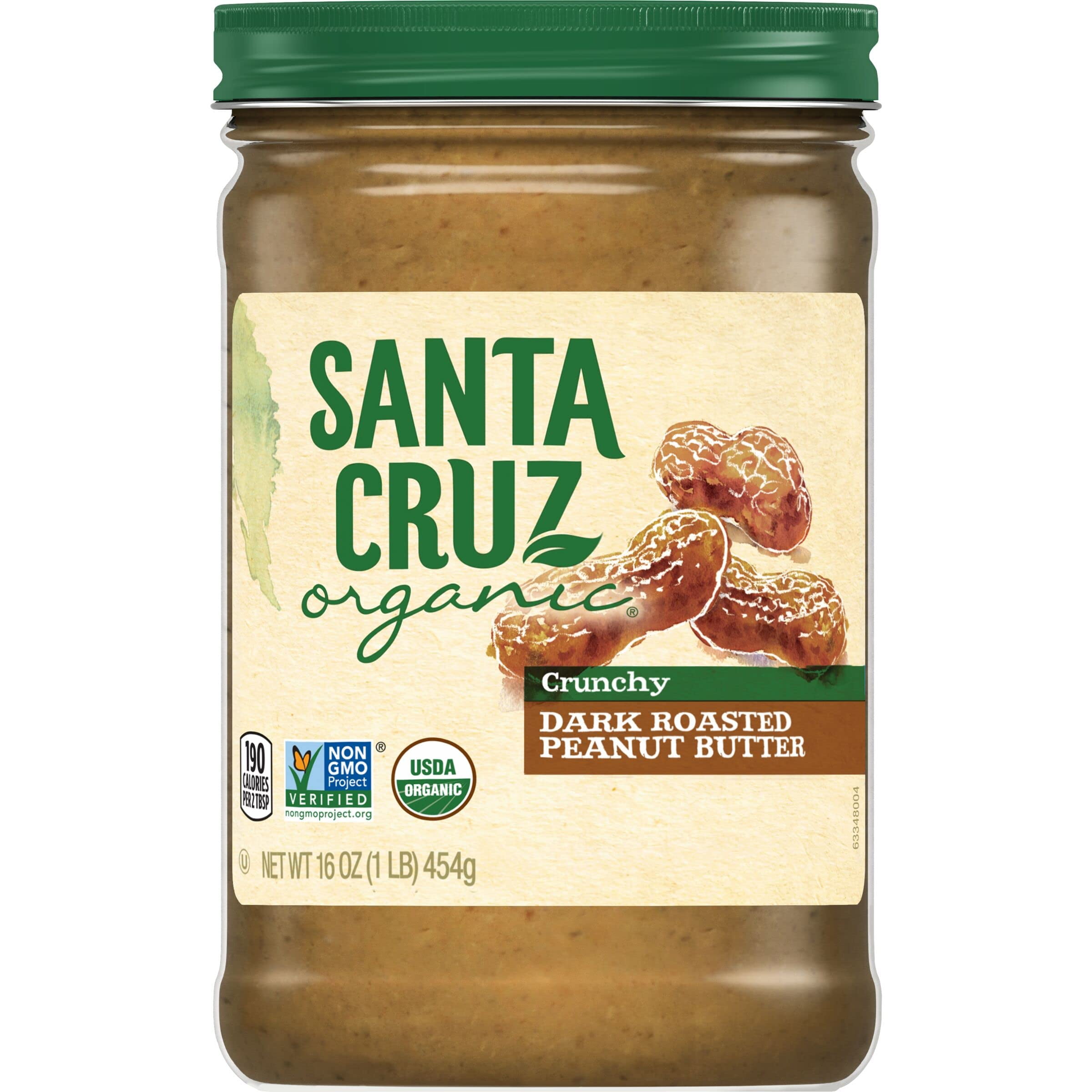Santa Cruz Organic Crunchy Peanut Butter Dark Roast 16 oz (Pack of 12)
