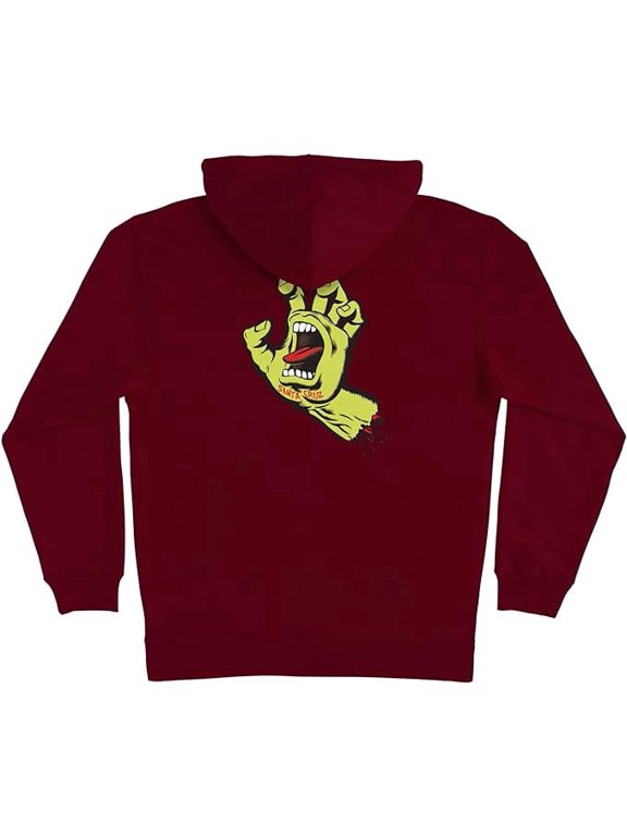 Santa Cruz Screaming Hand Pullover Hoodie, Maroon, Size M