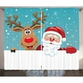 thumbnail image 1 of Ambesonne Santa Curtains 2 Panel Set, Rudolph Deer Greeting, 108" x 84", Multicolor, 1 of 3
