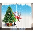 thumbnail image 1 of Ambesonne Santa Curtains 2 Panel Set, Xmas Reindeer Presents, 108" x 63", Multicolor, 1 of 3