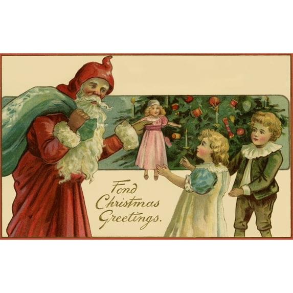 Santa Delivering Presents Poster Print By Mary Evans Picture Library Peter & Dawn Cope Collection