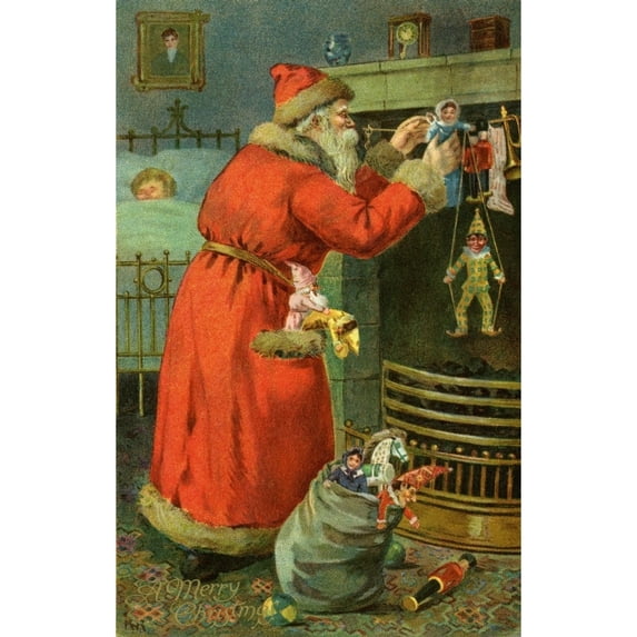 Santa Delivering Presents Poster Print By Mary Evans Picture Library Peter & Dawn Cope Collection