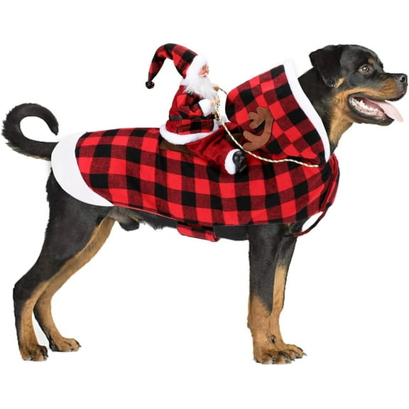 Santa Dog Costume Christmas Pet Clothes Santa Claus Riding Pet Cosplay Costumes Party Dressing up Dogs Cats Outfit for Small Medium Large Dogs Cats