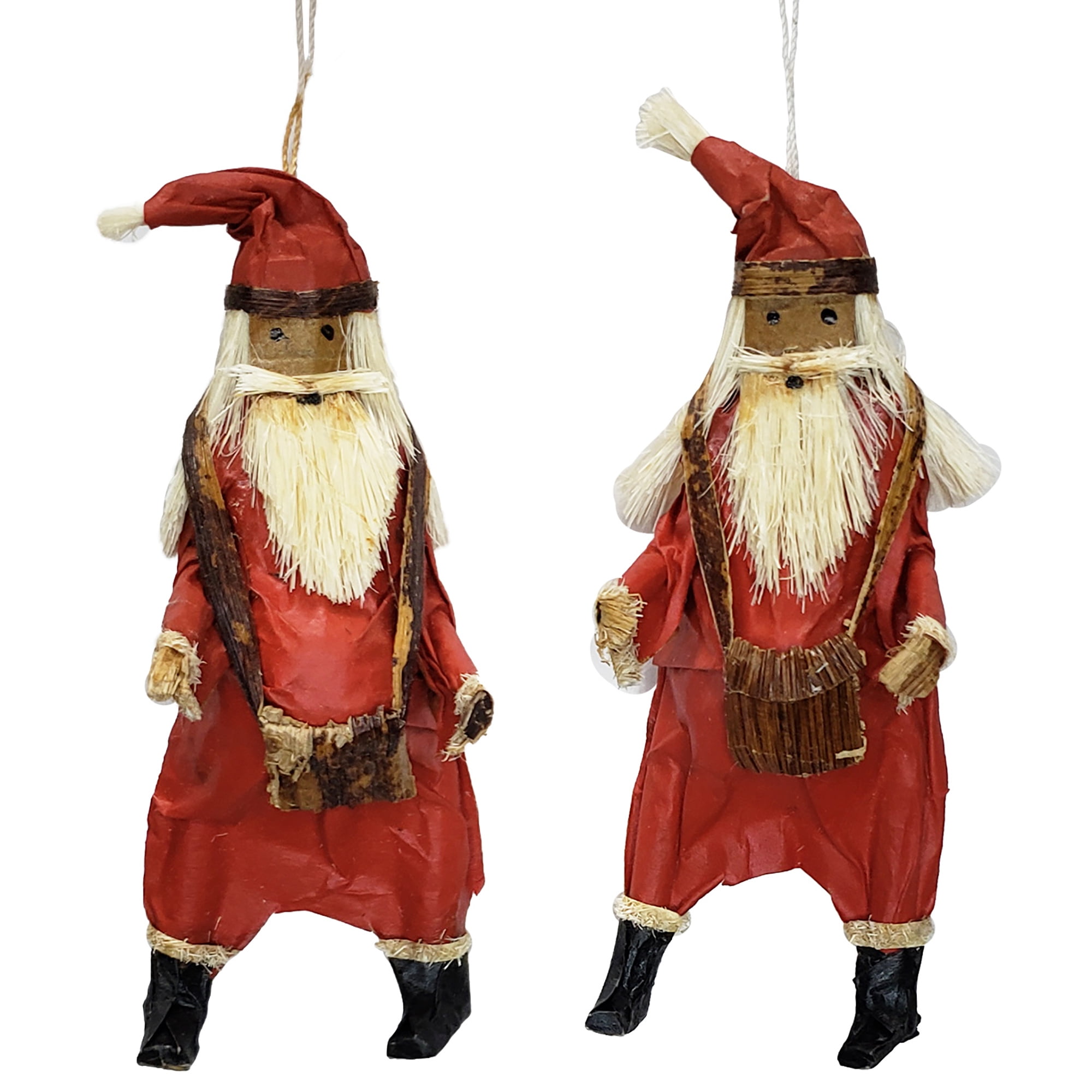 Santa Dressed in Banana Fiber Colored Twine Christmas Tree Hanging Ornament Arrangement Décor Kwanzaa