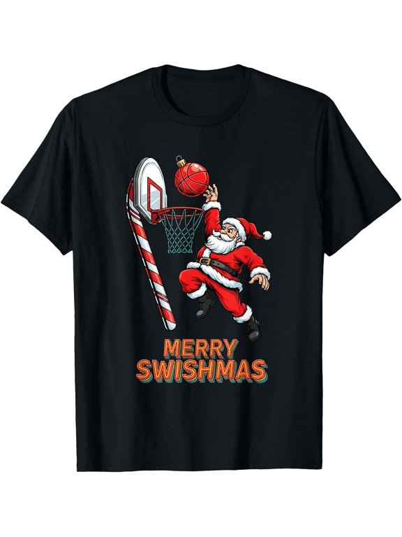 Santa Dunking Merry Swishmas Basketball Christmas T T-Shirt