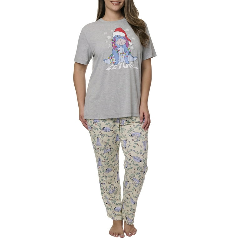 Women s Plus Disney Eeyore Christmas T Shirt and Lounge Pants 2 Pieces Holiday Walmart